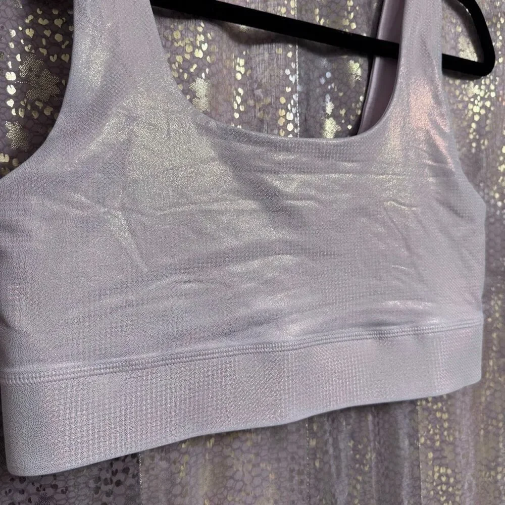 Fabletics Gold Harlyn Hologram Sparkly Shimmering Sports Bra S/M